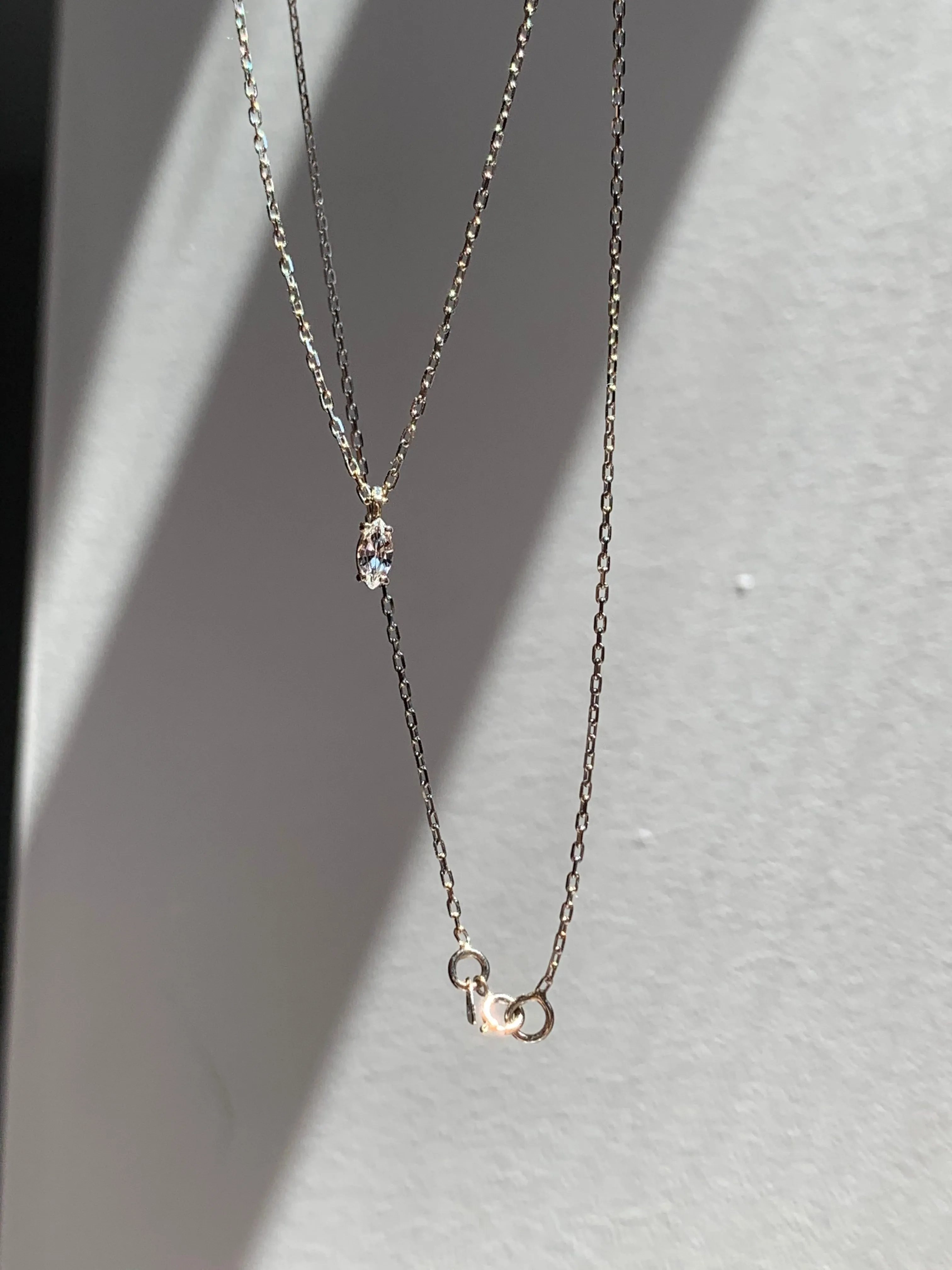 .3 Carat White Sapphire Marquise cut gem necklace