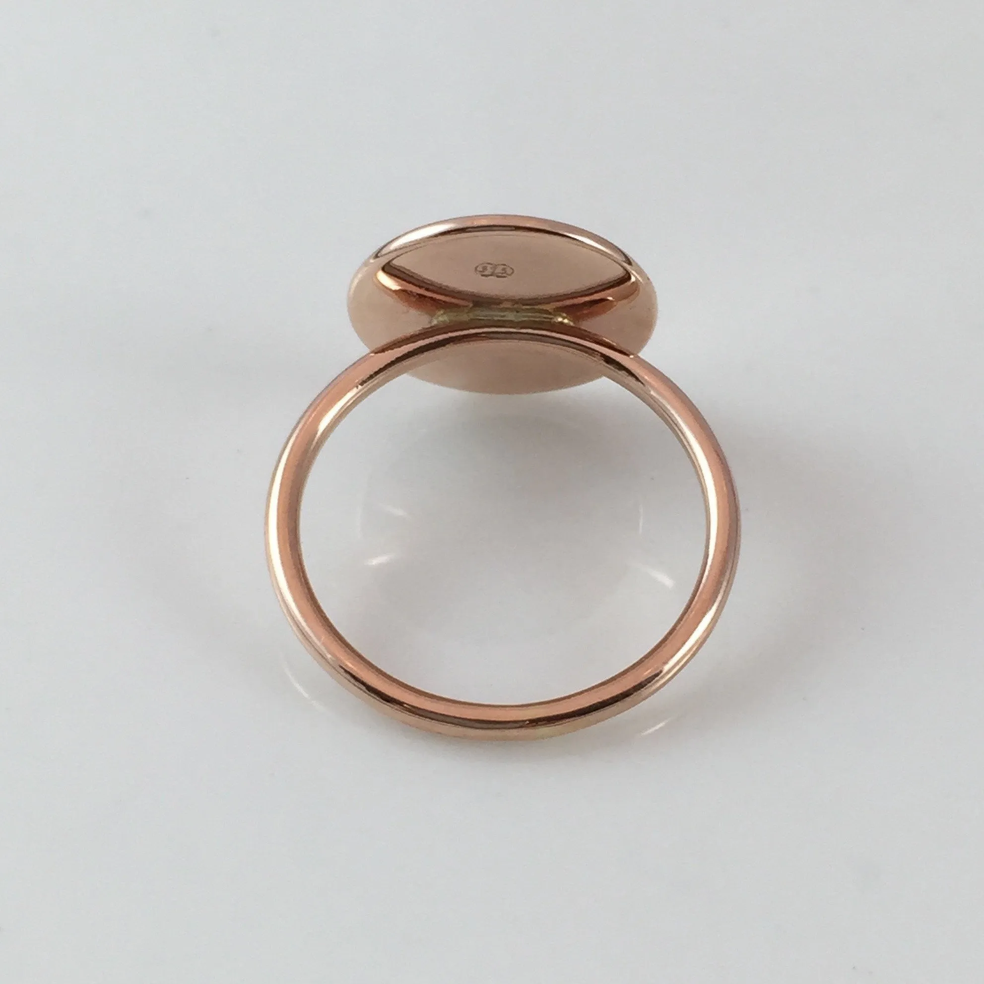 3 Initials Surface Engraved 15mm Round  -  9 Carat Rose Gold Signet Ring