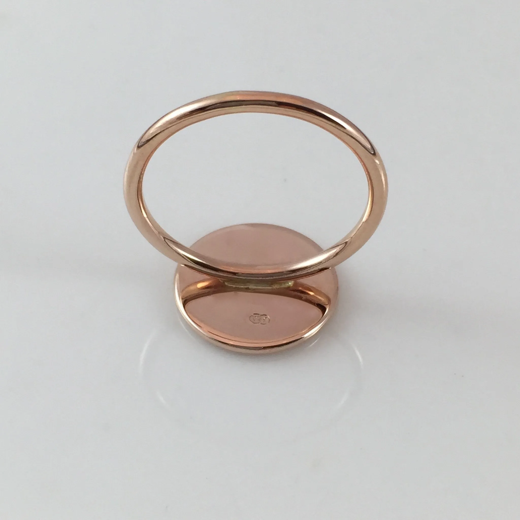 3 Initials Surface Engraved 15mm Round  -  9 Carat Rose Gold Signet Ring