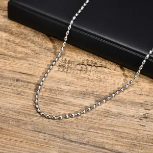 3MM Rugby Beads Chain Necklaces for Men Stainless Steel Cool Boy Trendy Stylish Metal Collar Gifts