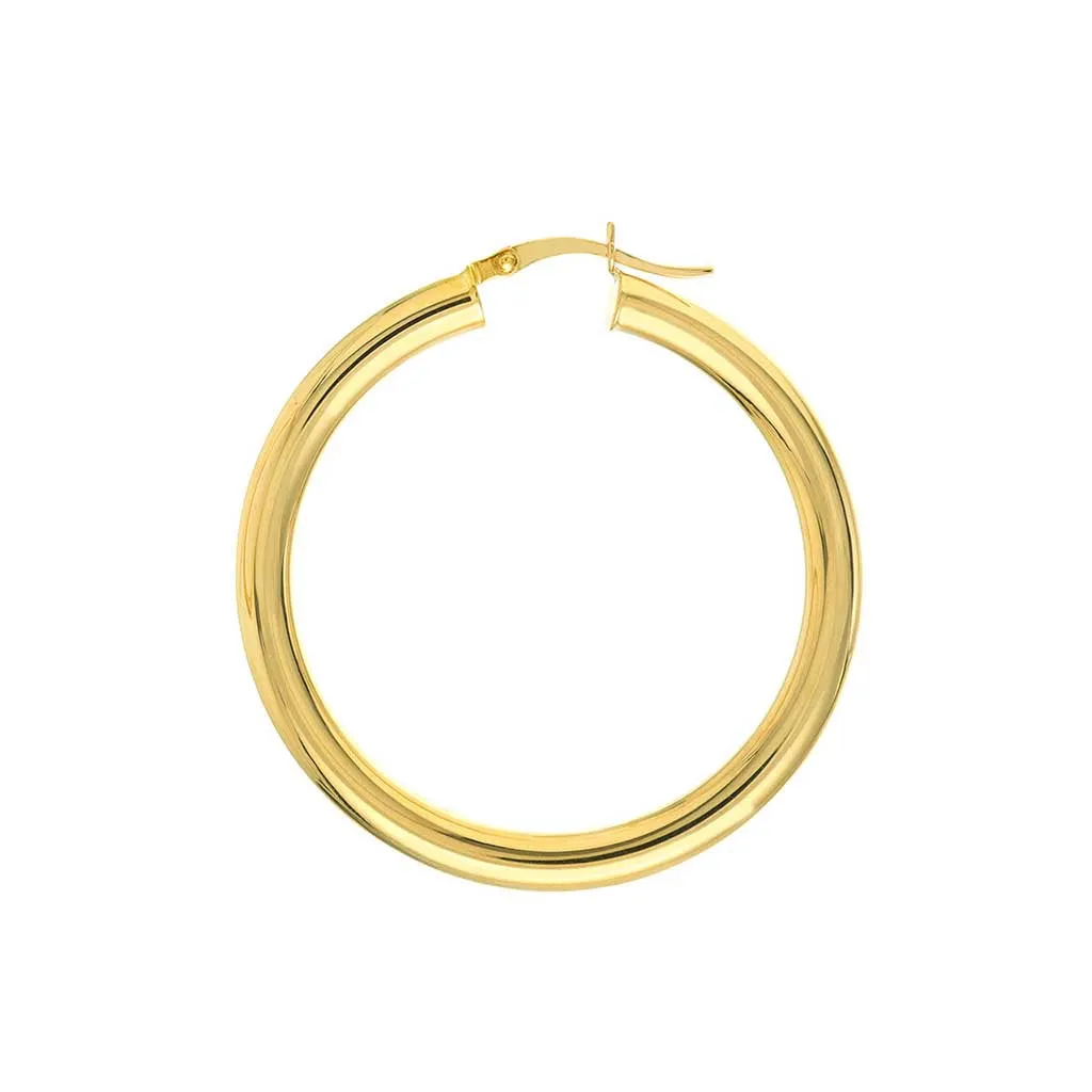 4mm Gold Tube Hoop Earrings