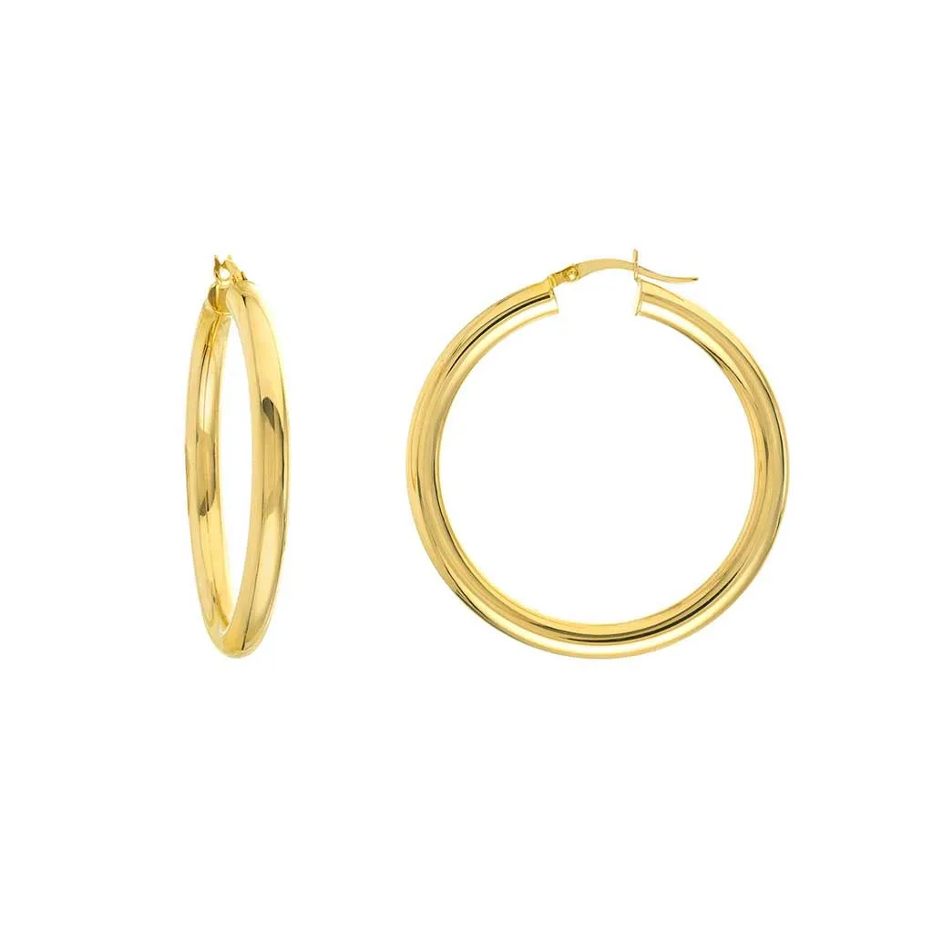 4mm Gold Tube Hoop Earrings