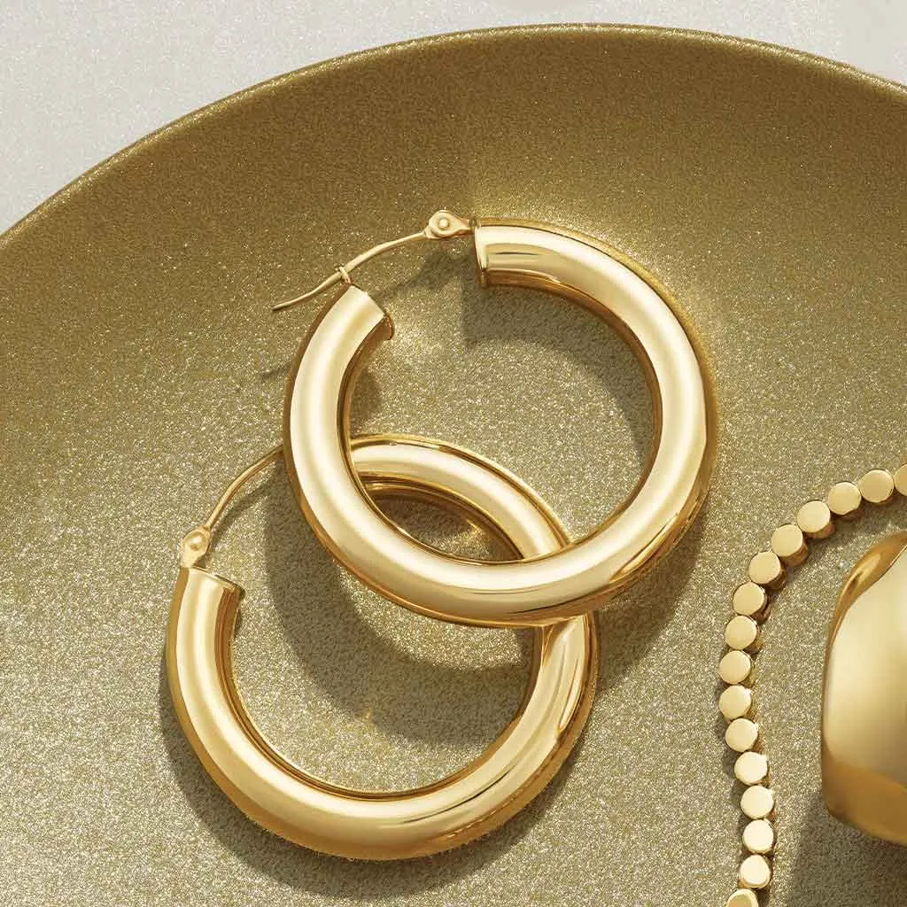 4mm Gold Tube Hoop Earrings