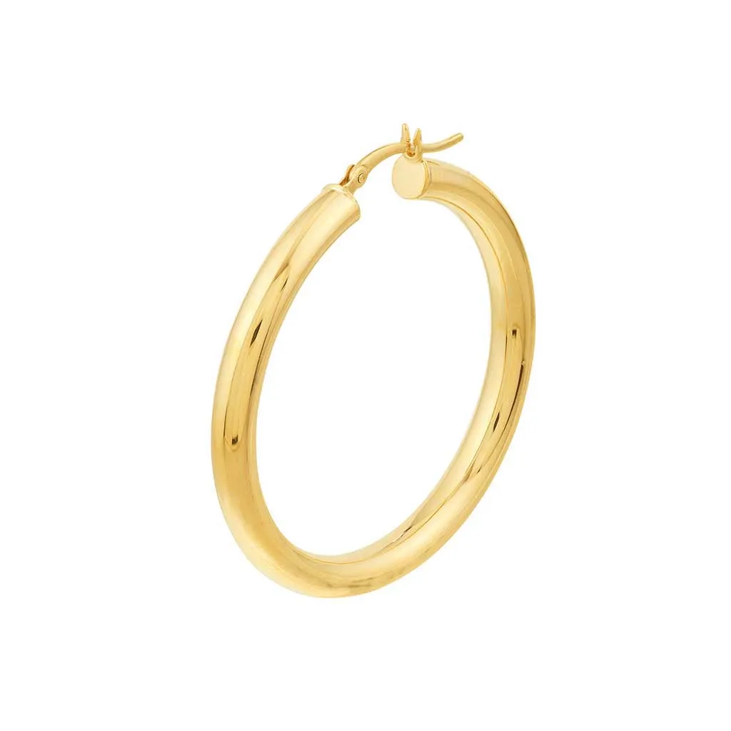 4mm Gold Tube Hoop Earrings