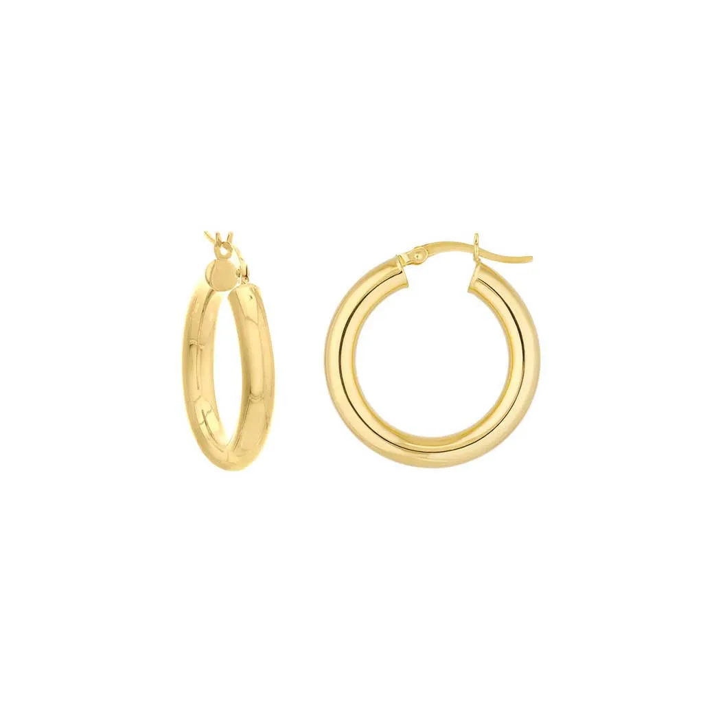 4mm Gold Tube Hoop Earrings