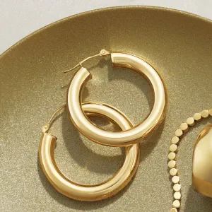 4mm Gold Tube Hoop Earrings