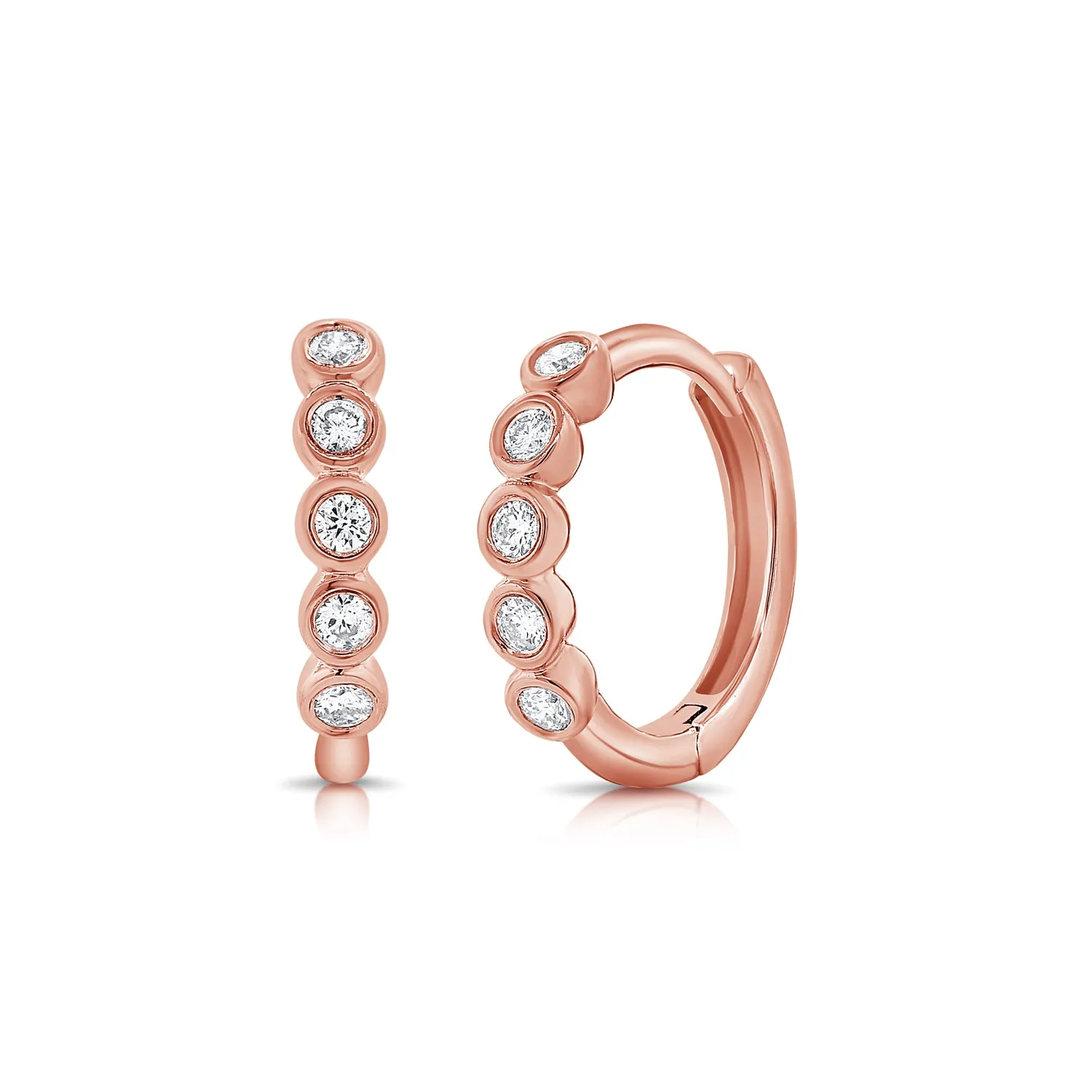 5 Bezel Diamond Hoop Earrings