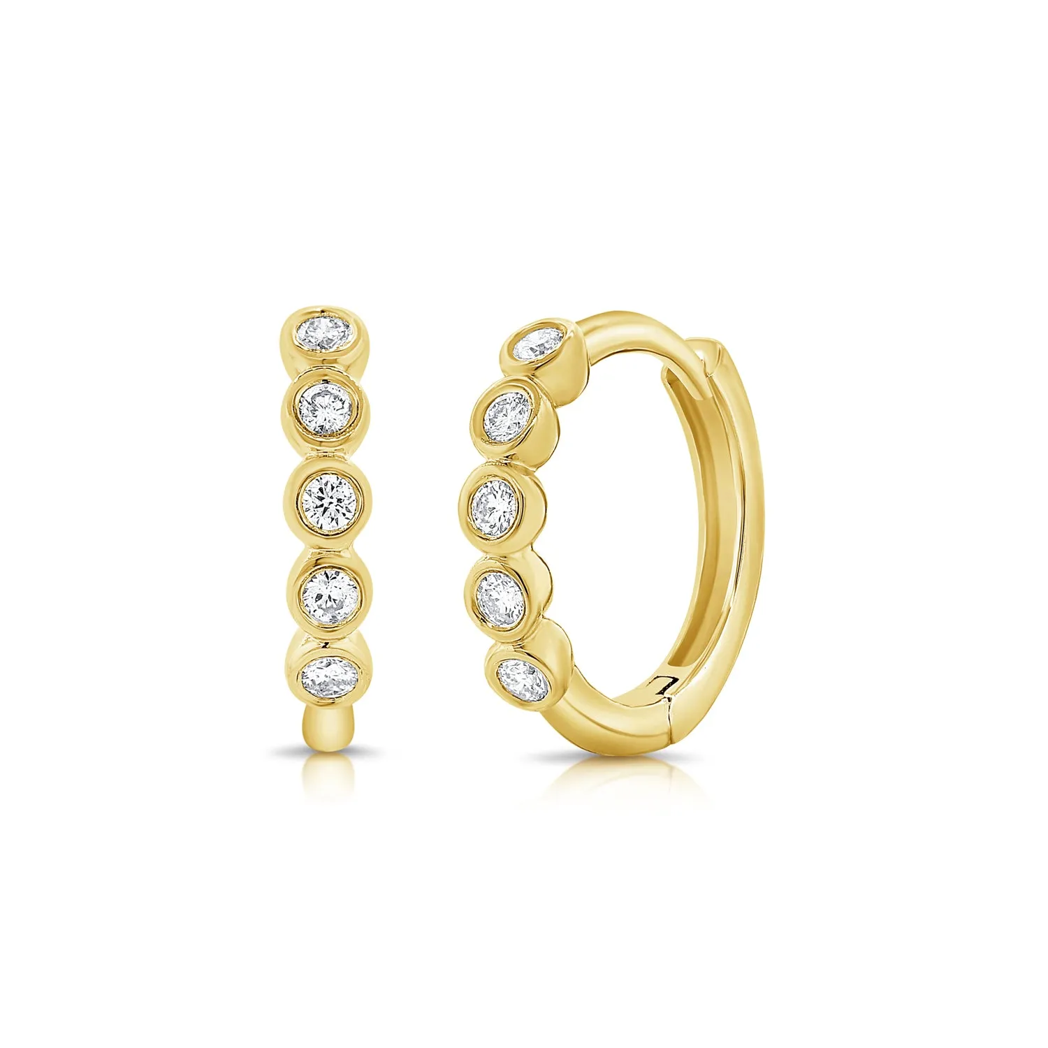 5 Bezel Diamond Hoop Earrings