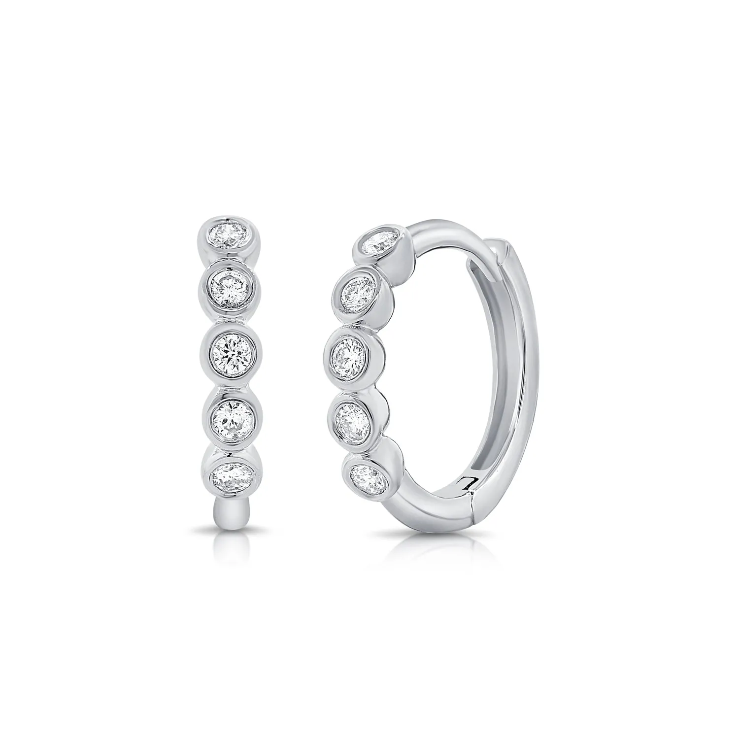 5 Bezel Diamond Hoop Earrings