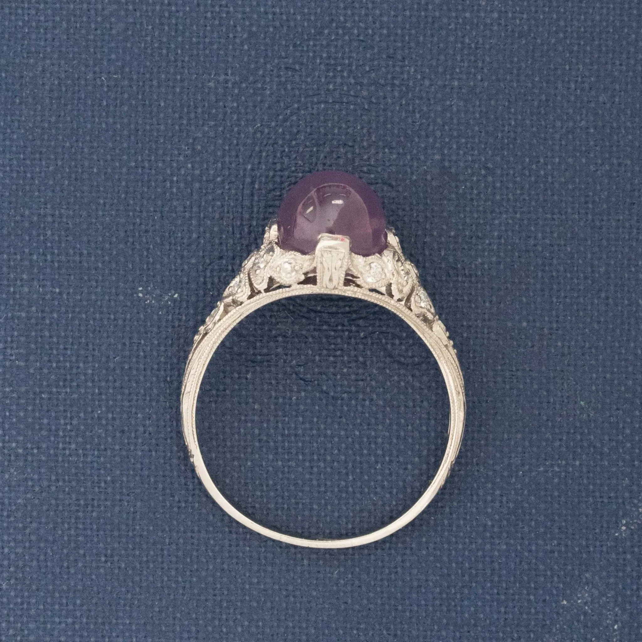 6.22ctw Edwardian Purple Star Sapphire Diamond Ring