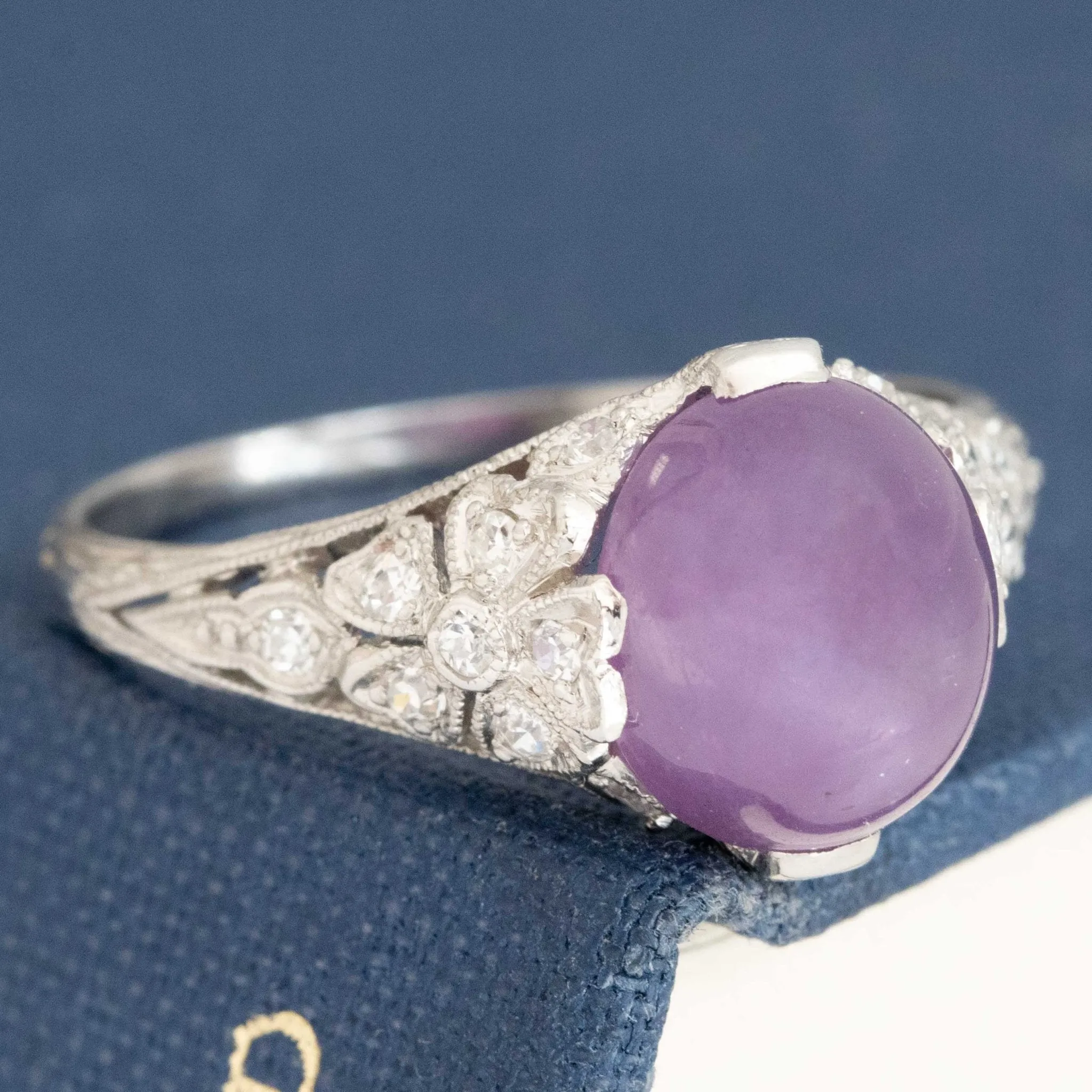 6.22ctw Edwardian Purple Star Sapphire Diamond Ring