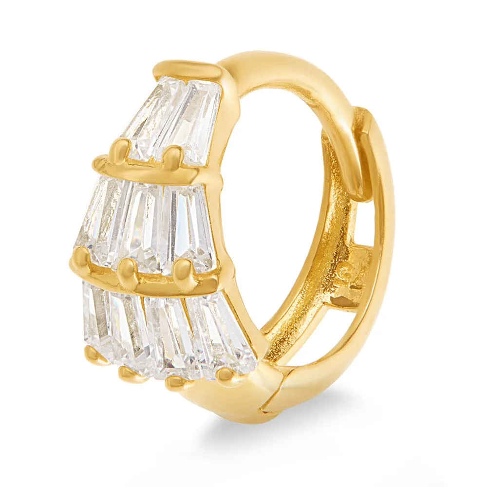 7.5mm Hoop Earrings with Cubic Zirconia in 9ct Yellow Gold