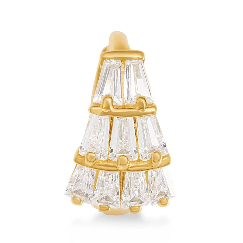 7.5mm Hoop Earrings with Cubic Zirconia in 9ct Yellow Gold