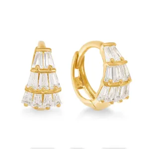 7.5mm Hoop Earrings with Cubic Zirconia in 9ct Yellow Gold