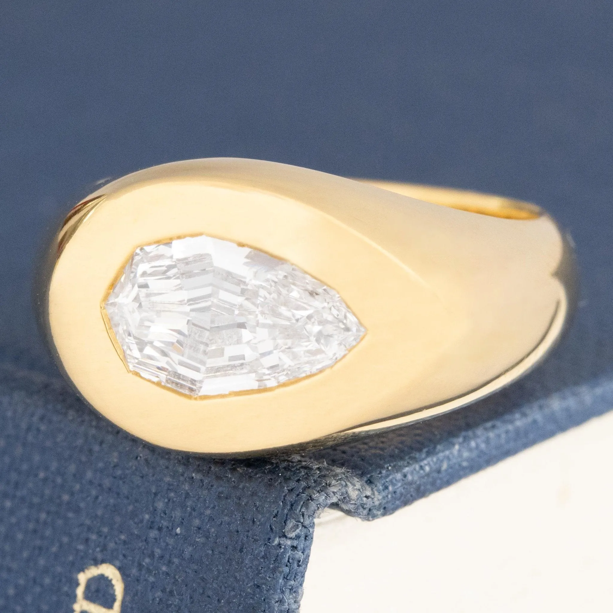 .81ct Pear Step Cut Diamond Chunky Bezel Solitaire