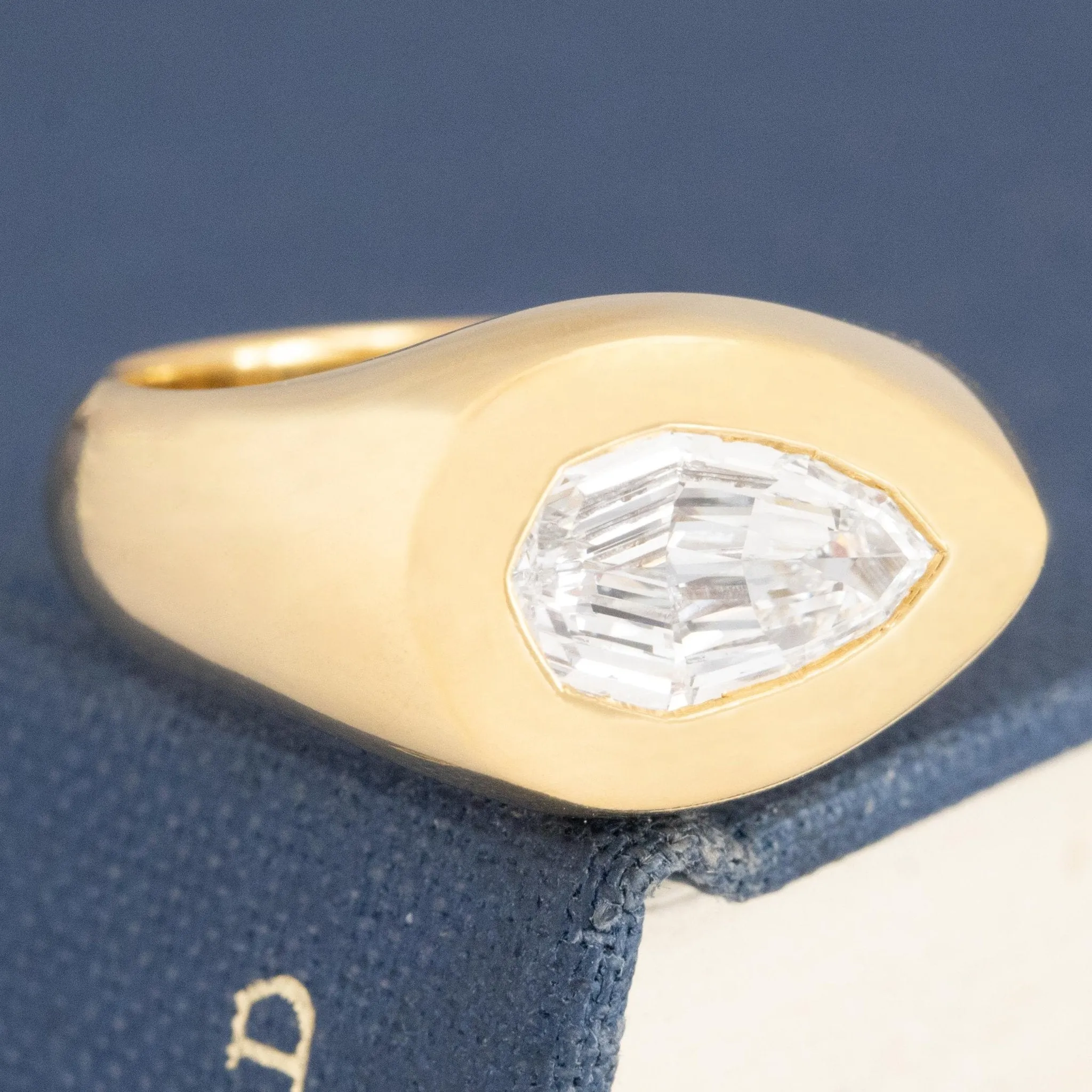 .81ct Pear Step Cut Diamond Chunky Bezel Solitaire