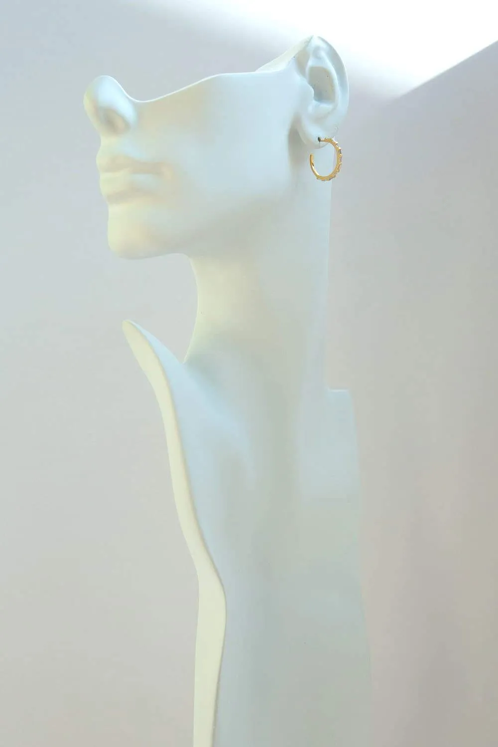 925 Sterling Silver Medium Gold CZ Baguette Pavé Hoops