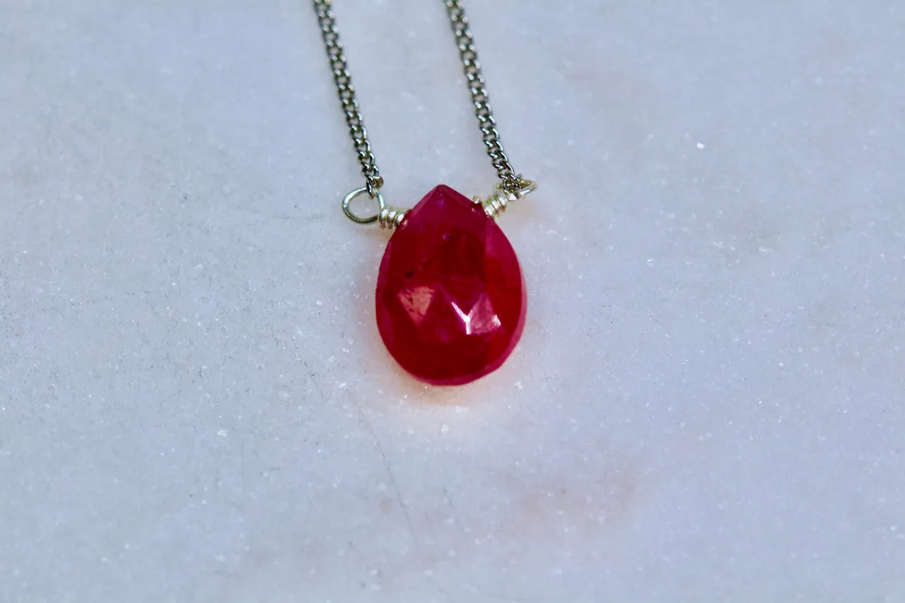 925 Sterling Silver Ruby Necklace, Handmade Red Gemstone Necklace, Ruby, Dainty Necklace, July Birthstone, Ruby Birthstone