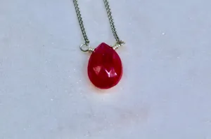 925 Sterling Silver Ruby Necklace, Handmade Red Gemstone Necklace, Ruby, Dainty Necklace, July Birthstone, Ruby Birthstone