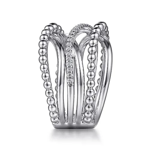 925 Sterling Silver White Sapphire Criss Cross Ring