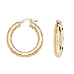 9ct Gold Thick Tube Hoop Earrings 25mm