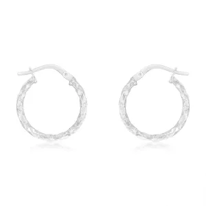 9ct White  Gold Silver-Filled Fancy Twisted 15mm Hoop Earrings