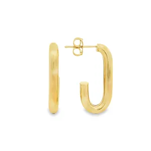 9ct Yellow Gold Elongated Oval Half Hoop Stud Earrings GEAR304