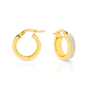9ct Yellow Gold Frosted Hoops GEAR053