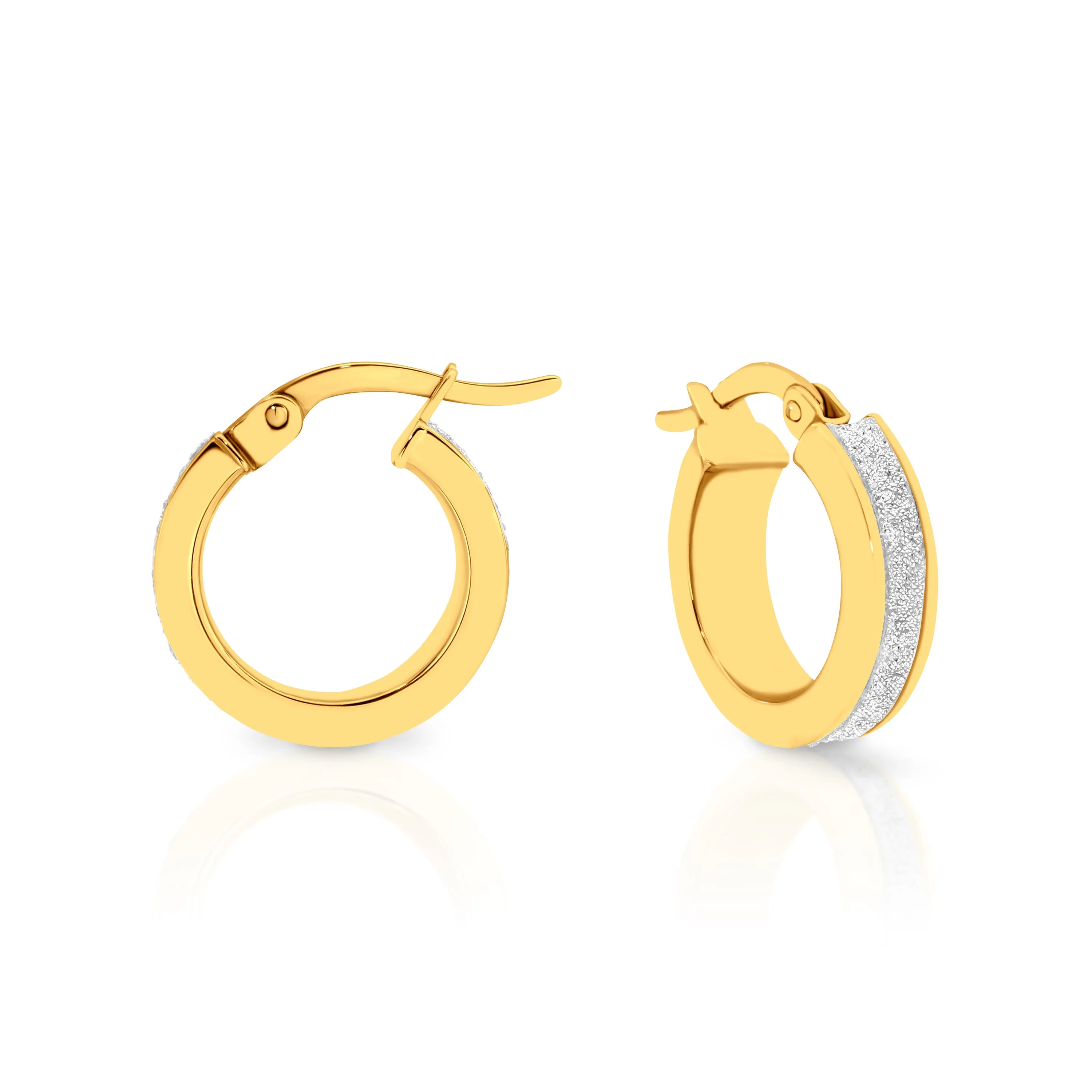 9ct Yellow Gold Frosted Hoops GEAR053