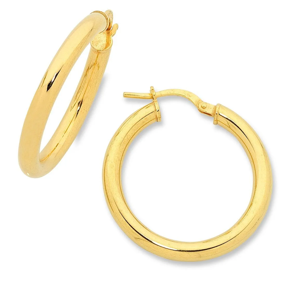 9ct Yellow Gold Silver Infused Hoop Earrings 20mm