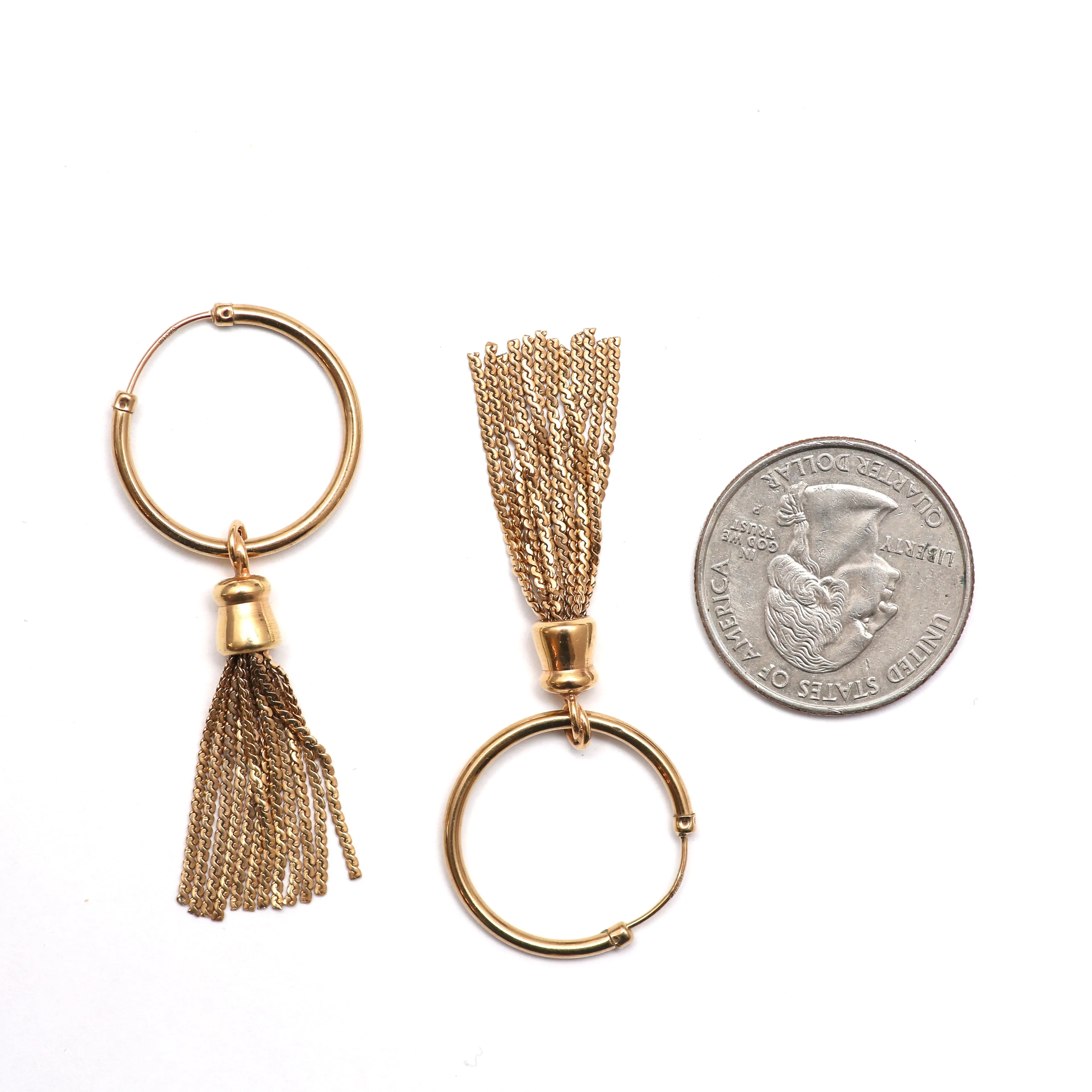 9k Tassel Hoop Earrings