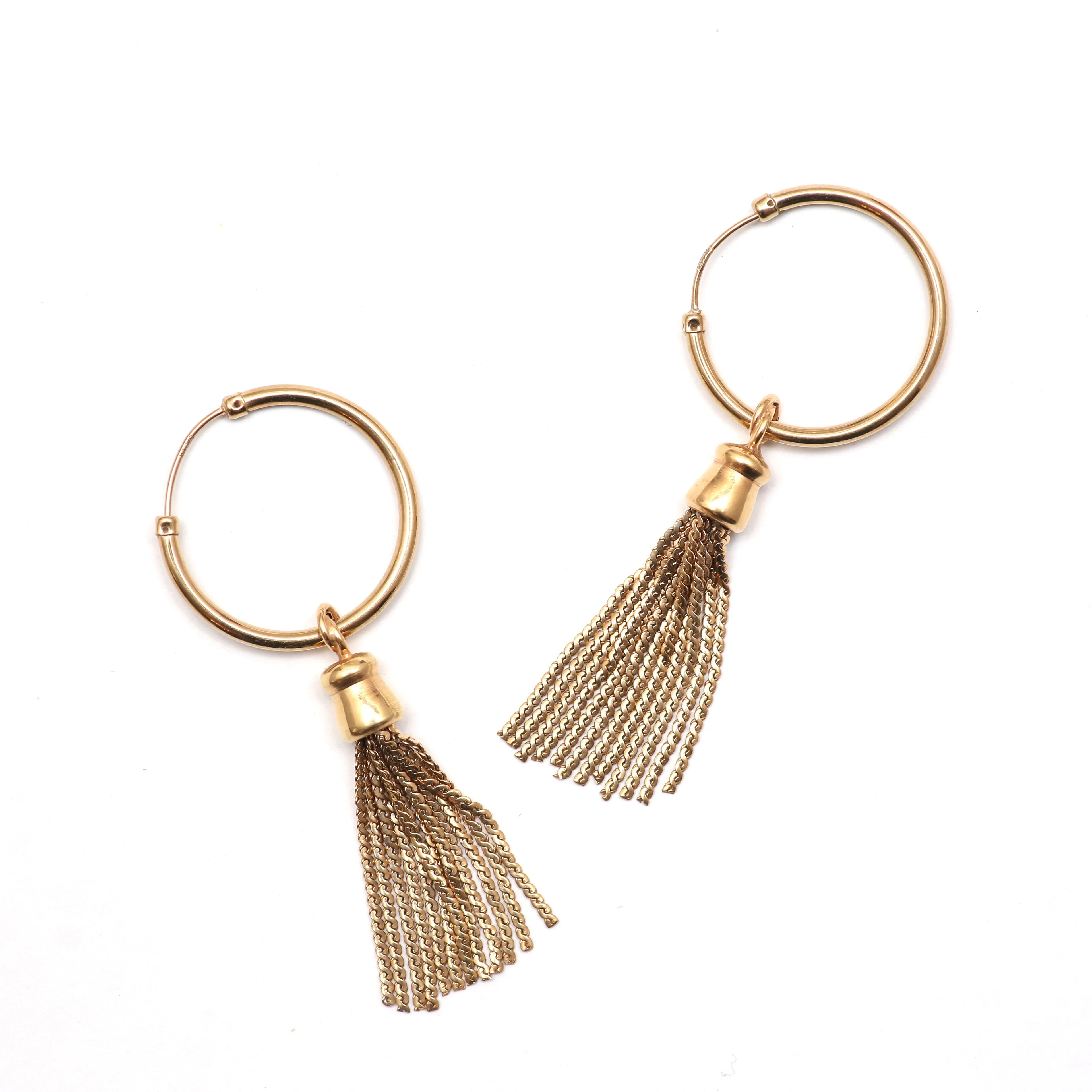 9k Tassel Hoop Earrings