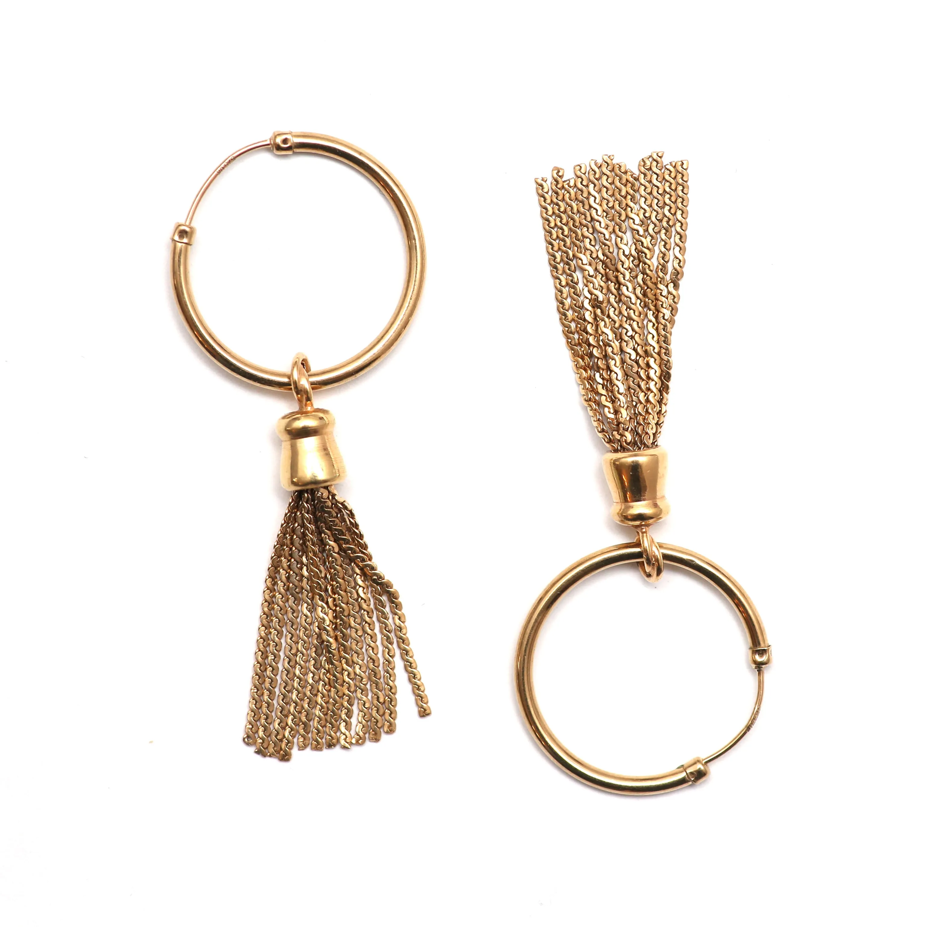 9k Tassel Hoop Earrings