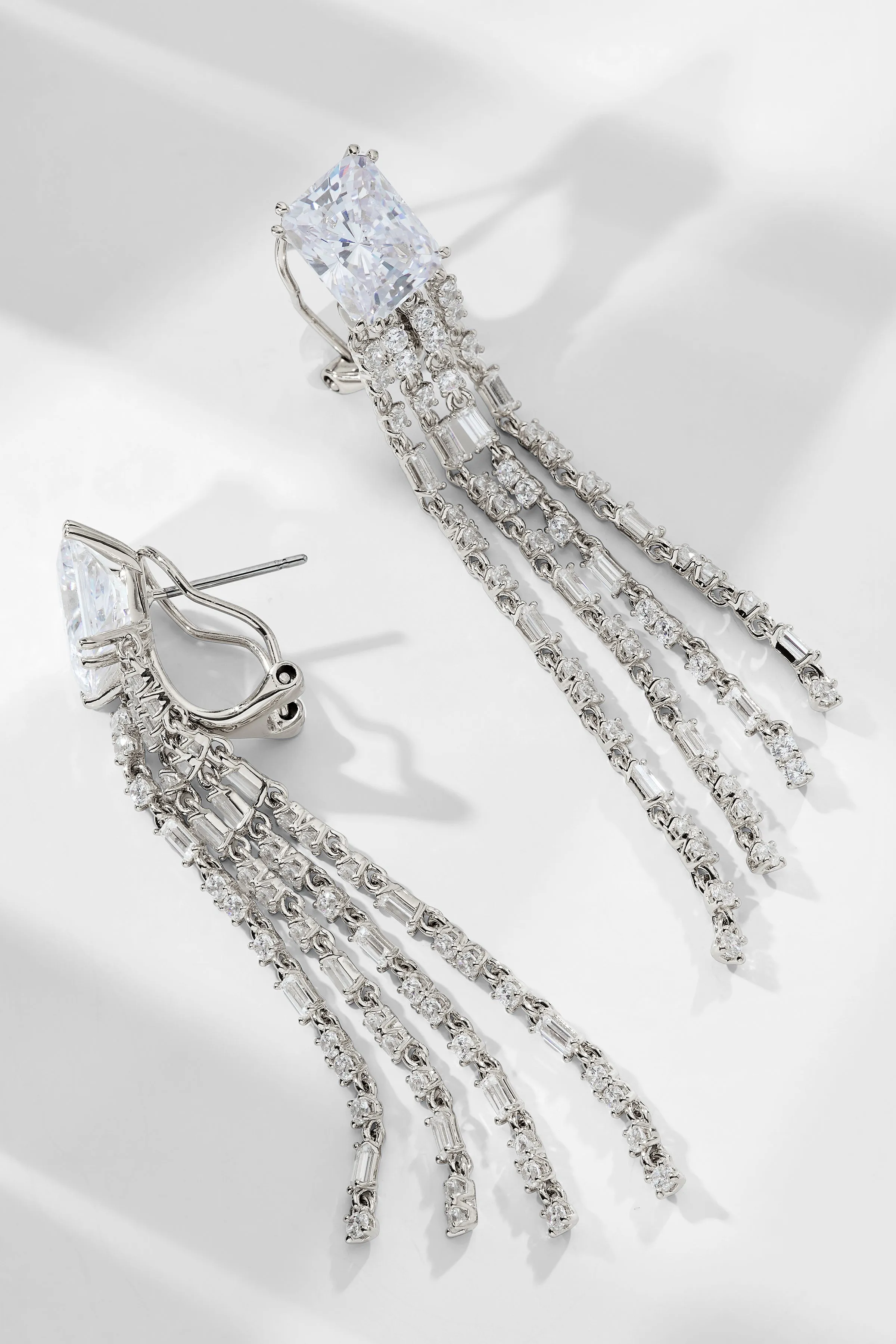 A LA CARTE CZ FRINGE CHANDELIER EARRINGS