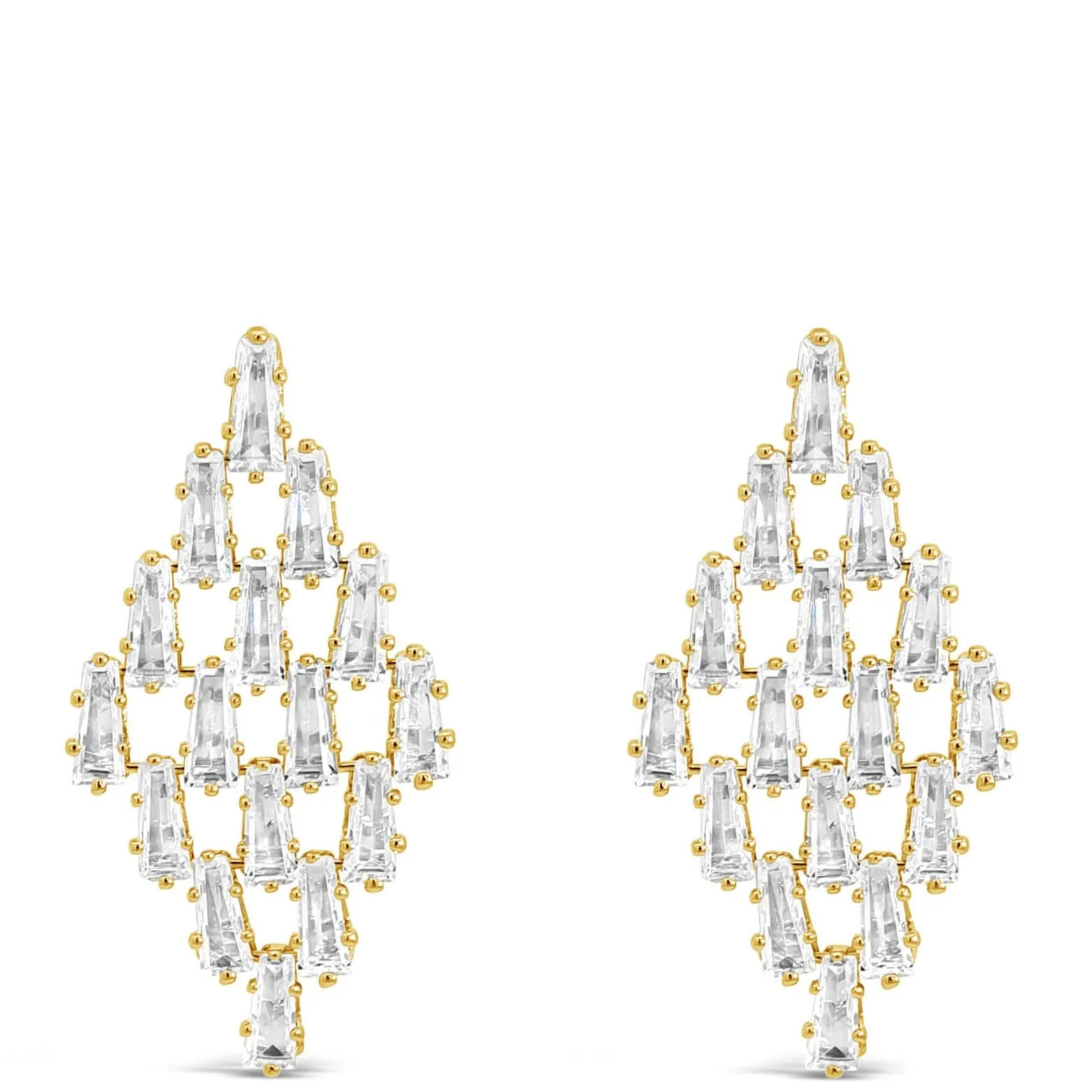 Absolute Gold & Clear Crystal Baguette Chandelier Earrings