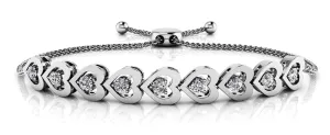 Adjustable Diamond Heart Link Lab-Grown Diamond Bracelet with 0.54 ct.(finished) 2.7mm