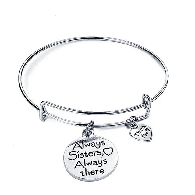 Always There Sister Bangle Charm Bracelet
