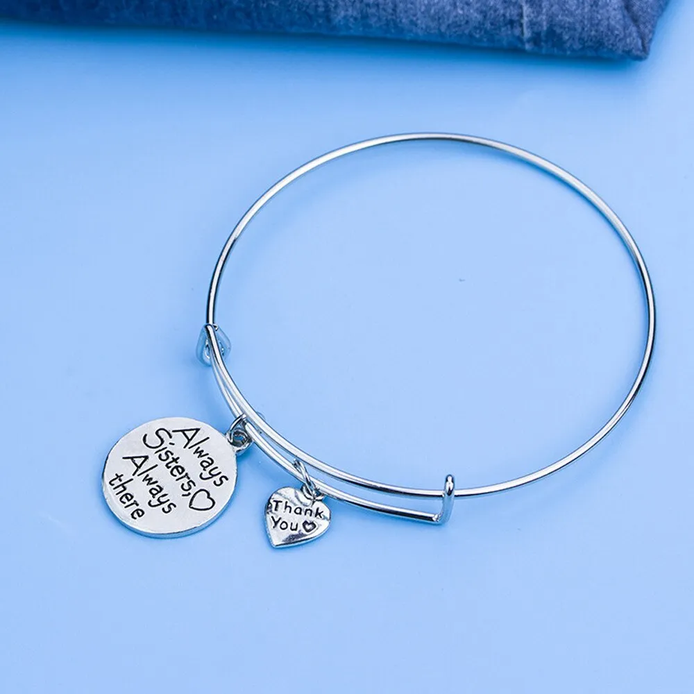 Always There Sister Bangle Charm Bracelet