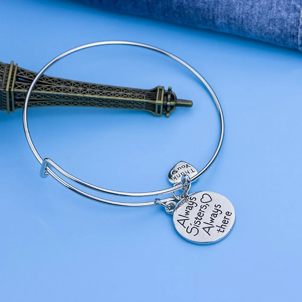 Always There Sister Bangle Charm Bracelet