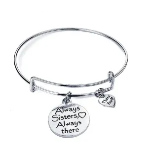 Always There Sister Bangle Charm Bracelet