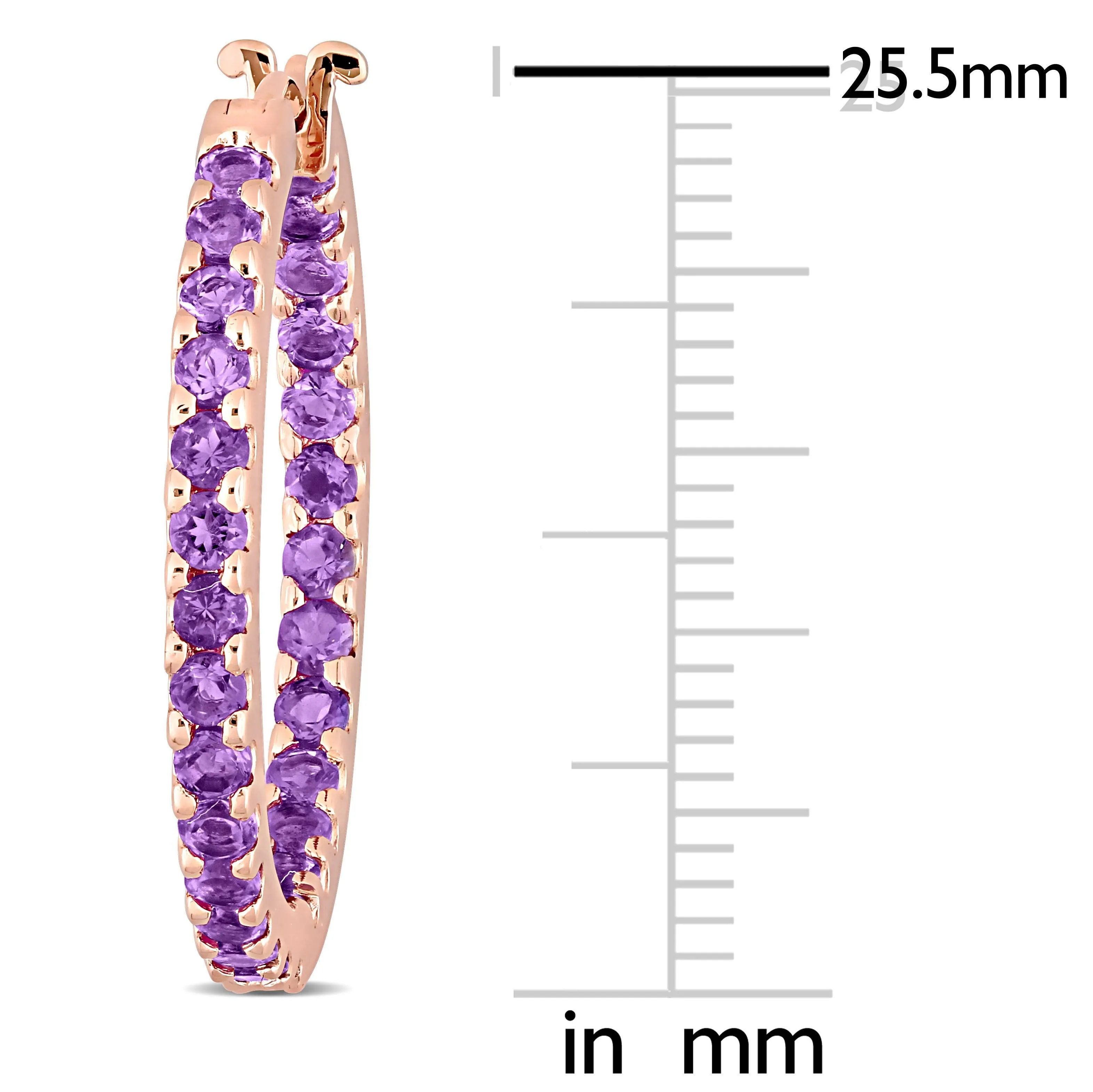 Amethyst Hoop Earrings 10k Pink Gold