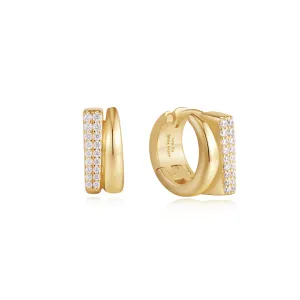 Ania Haie Gold Pavé Double Huggie Hoop Earrings