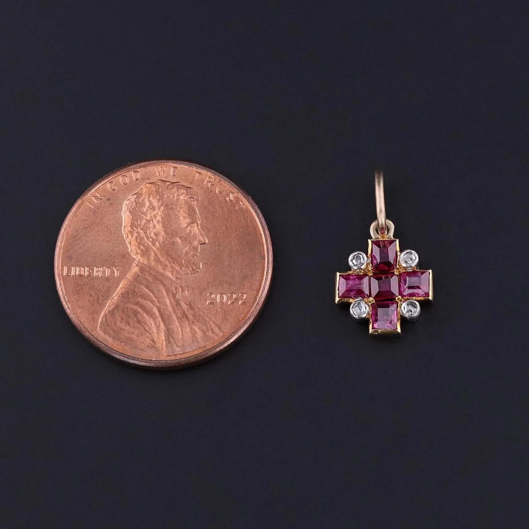 Antique Diamond & Ruby Charm | Antique Pin Conversion