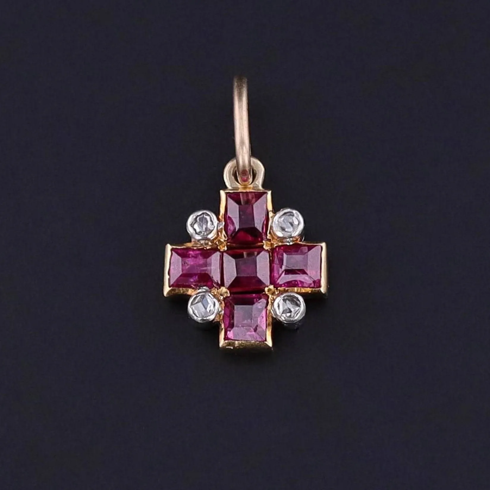 Antique Diamond & Ruby Charm | Antique Pin Conversion
