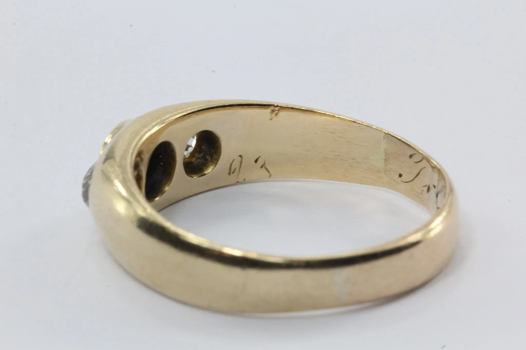 Antique Edwardian 14K Gold Sapphire & Old Mine Diamond Ring Band