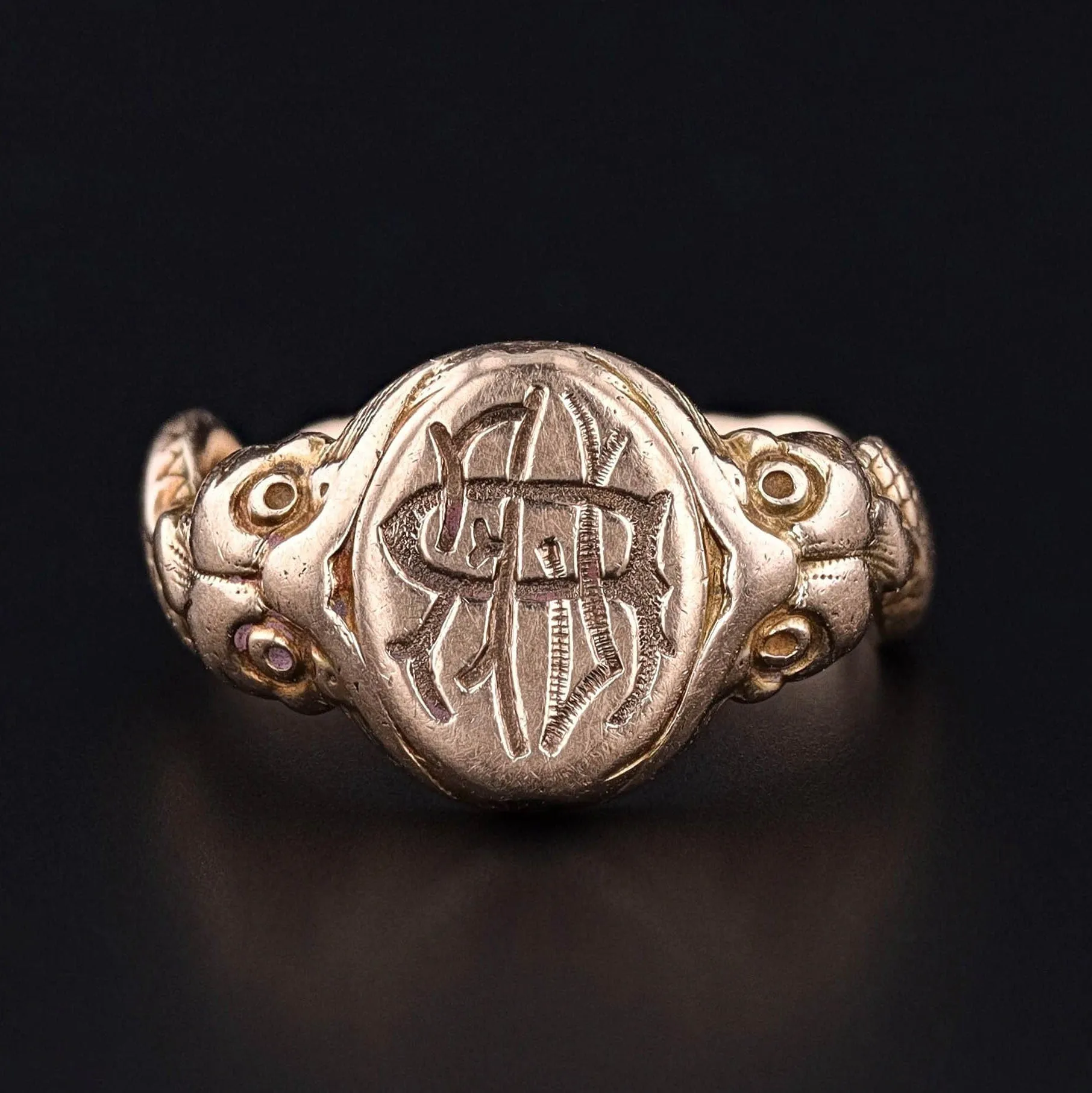 Antique Figural Signet Ring of 10k Gold