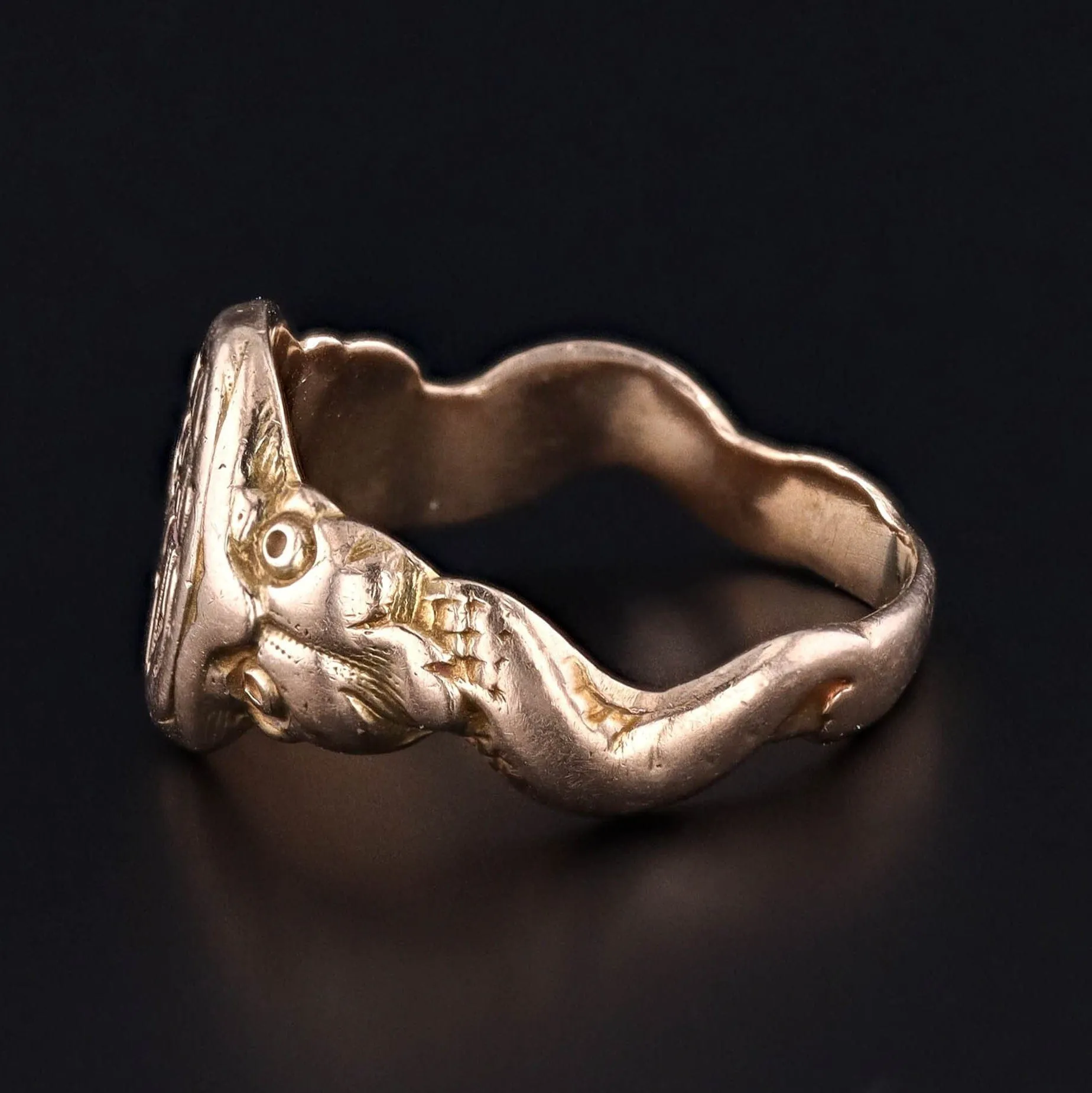Antique Figural Signet Ring of 10k Gold