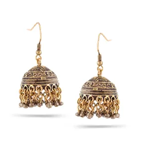 ANTIQUE GOLD DOME DANGLING EARRINGS #SQ2832 (HE18)