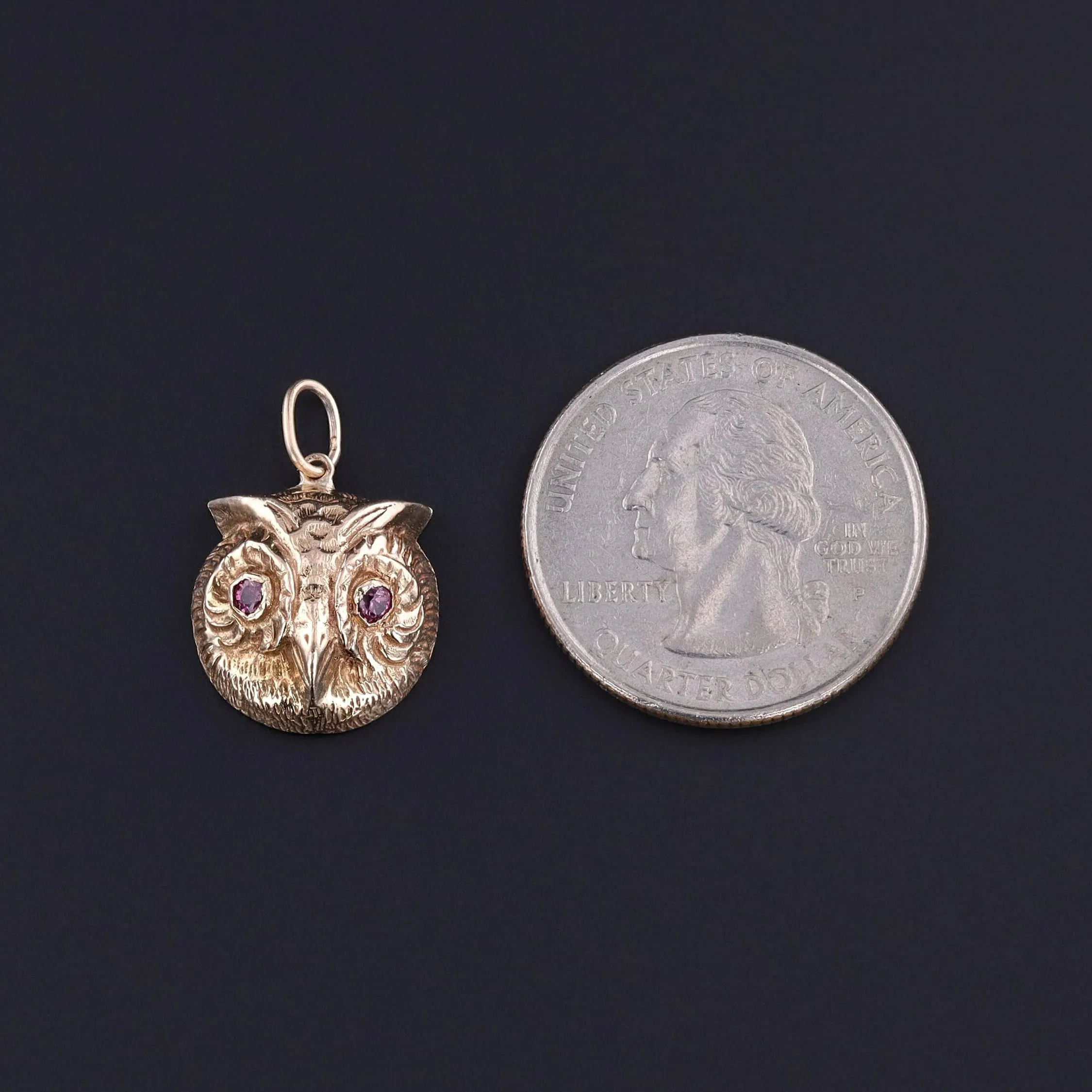 Antique Owl Charm of 14k Gold