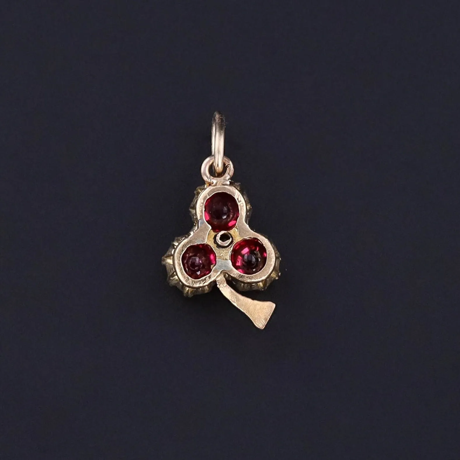 Antique Ruby and Diamond Shamrock Charm of 18k Gold